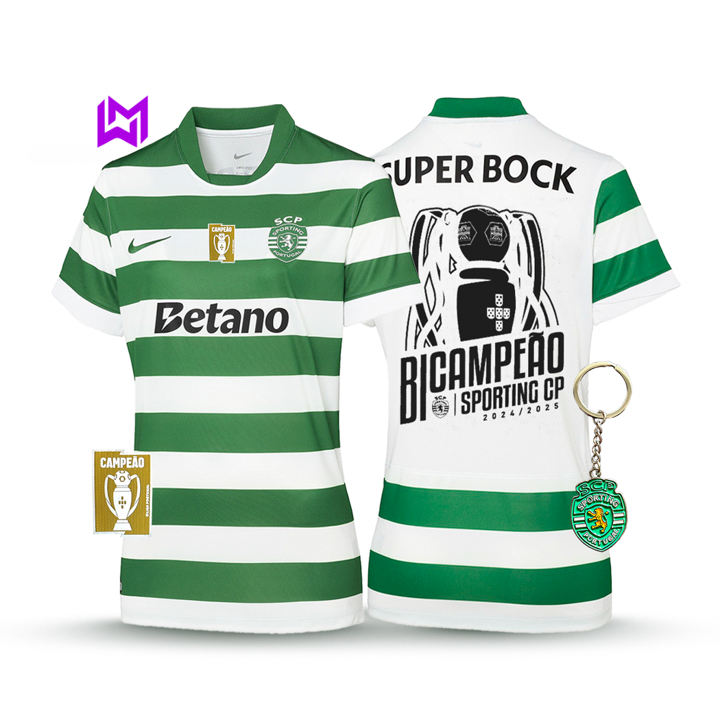 Camisola Feminina Sporting Principal BICAMPEÃO 2025/26 - LANÇAMENTO! 🦁🏆
