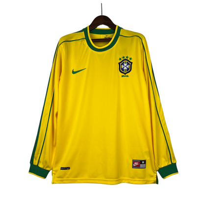 Brazil Home Jersey 1998 Retro Long Sleeve