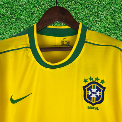 Brazil Home Jersey 1998 Retro Long Sleeve