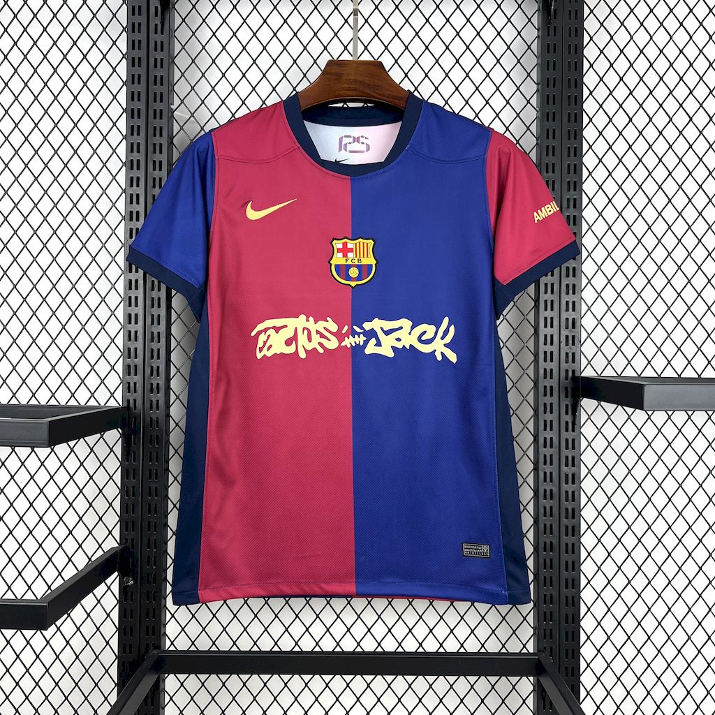 Barcelona Travis Scott Home Fan Jersey 2025/26 Spotify and FC Barcelona Collab With Travis Scott on a Special Cactus Jack