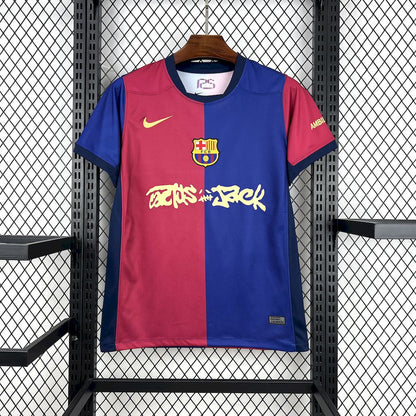 Barcelona Travis Scott Home Fan Jersey 2025/26 Spotify and FC Barcelona Collab With Travis Scott on a Special Cactus Jack