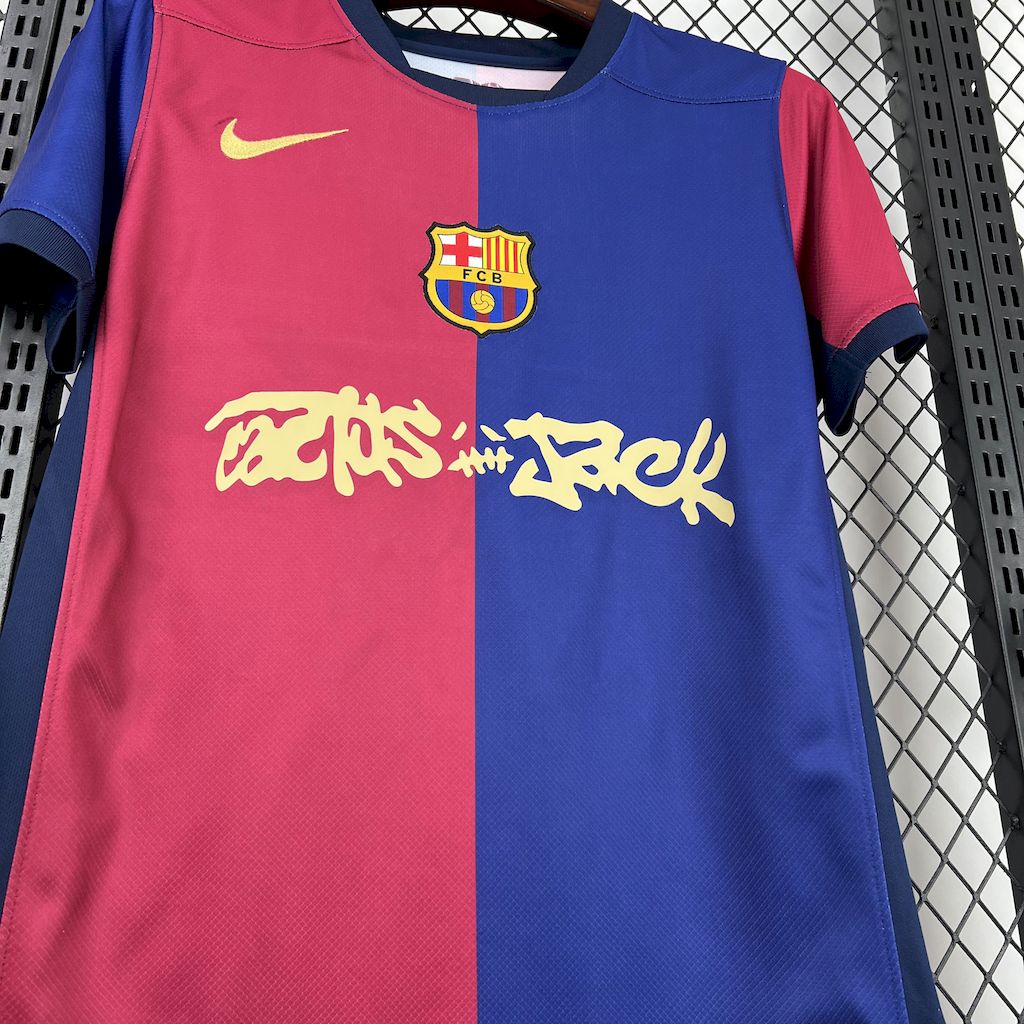 Barcelona Travis Scott Home Fan Jersey 2025/26 Spotify and FC Barcelona Collab With Travis Scott on a Special Cactus Jack