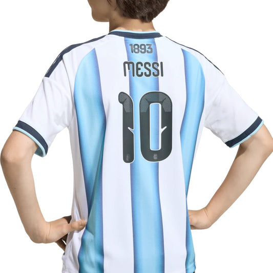 Kit Infantil Argentina Local Messi 10 Fan Jersey Camiseta Copa Mundial 2026