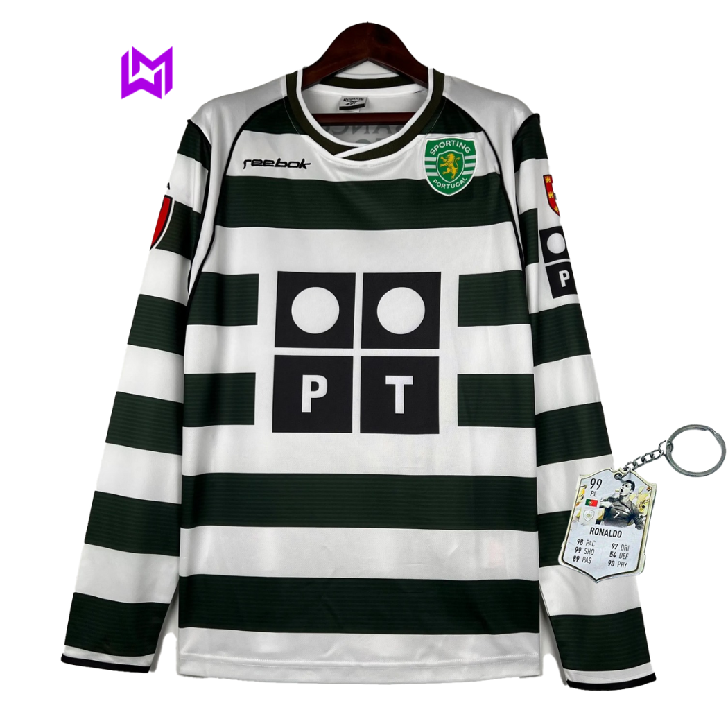 Camisola Sporting Manga Comprida Retro 2001/03 - Modelo Exclusivo!