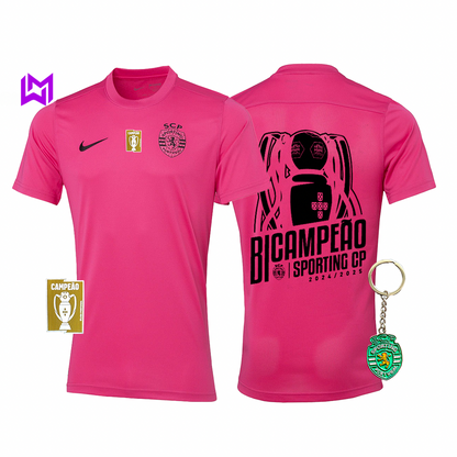 Camisola Sporting Outubro Rosa BICAMPEÃO 2024/25 - MODELO EXCLUSIVO! 🦁🏆