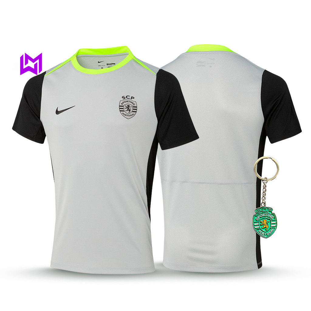 Camisola Sporting Treino Cinza 2025/26 - ÚLTIMAS UNIDADES! 🔥💚