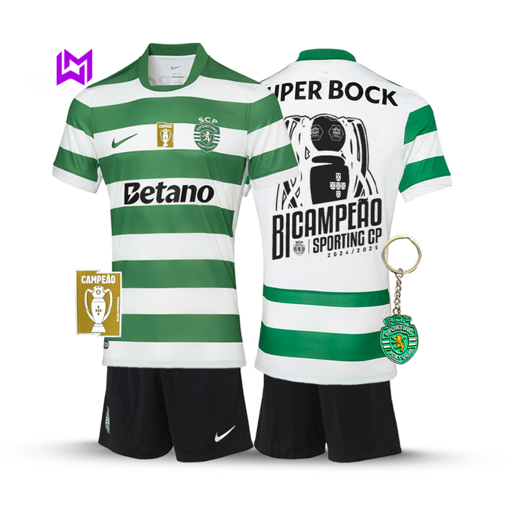 Conjunto Infantil Sporting Principal BICAMPEÃO 2025/26 - LANÇAMENTO! 🦁🏆