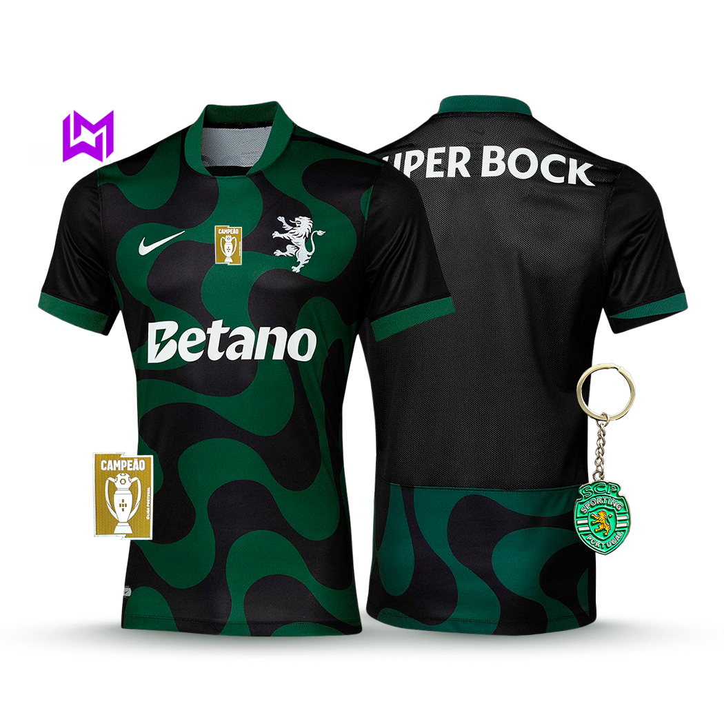 Camisola Sporting Alternativa Preta 2025/26 - LANÇAMENTO! 🔥💚