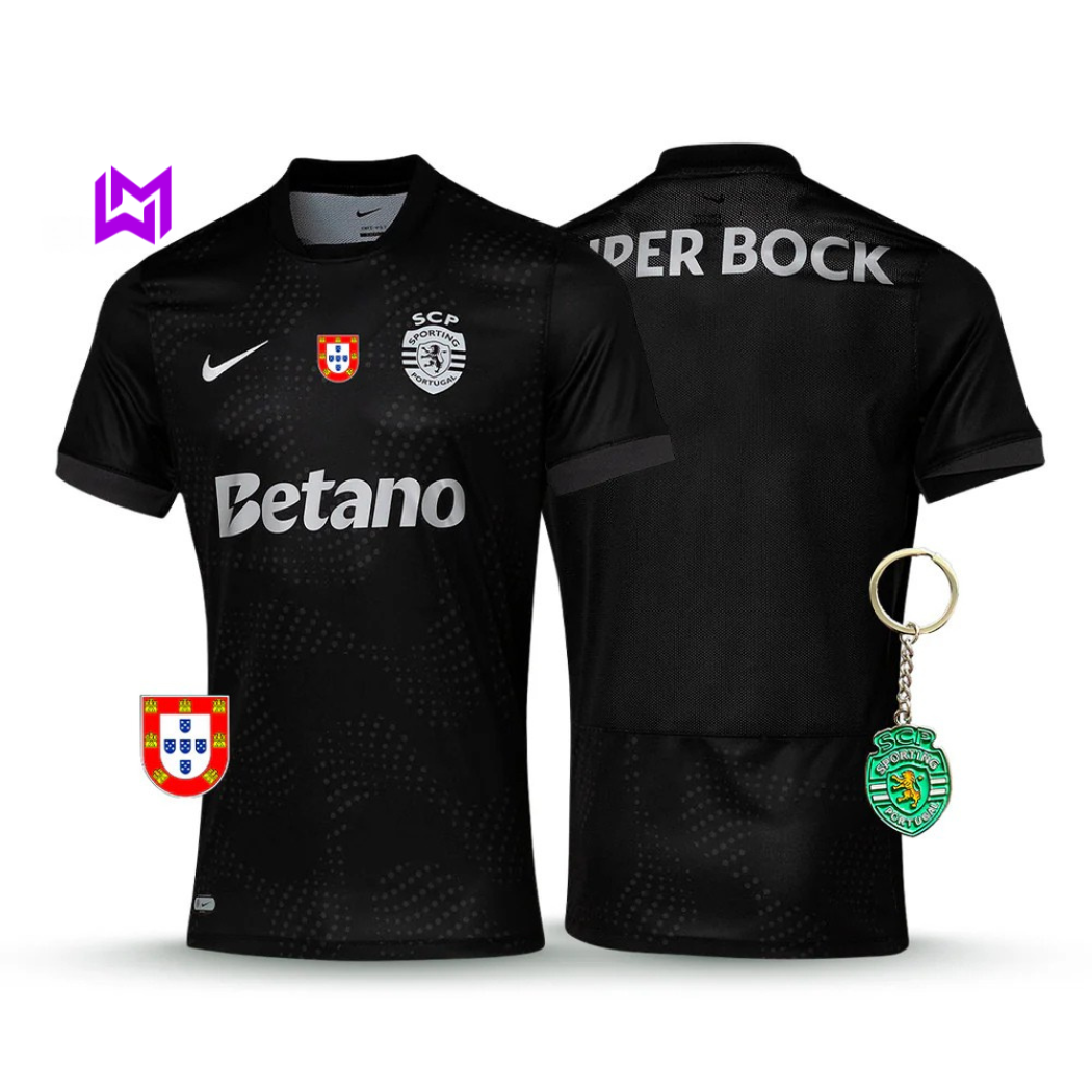 Camisola Sporting Away Preta 2025/26 - LANÇAMENTO! 🔥💚