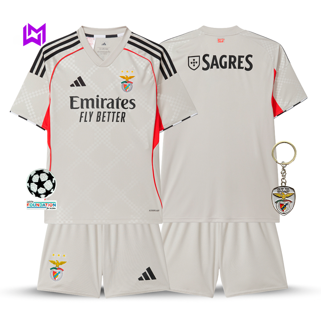 Conjunto infantil Benfica Alternative Beige 2025/26 - ÚLTIMAS UNIDADES