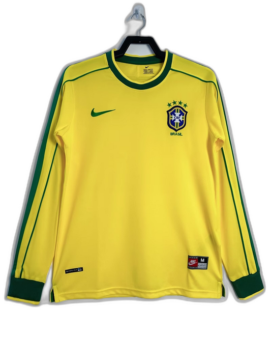 Brazil 1998 I Home Jersey - Long Sleeve Retro Version