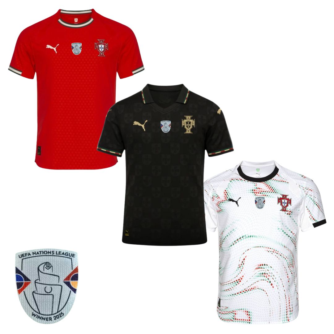 Camiseta de aficionado de Portugal (local, visitante y Pantera Negra) 2025/26 - Kit 3 