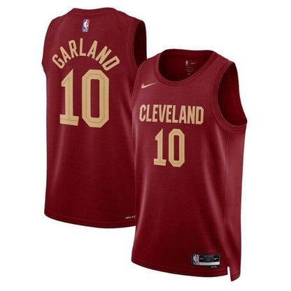 Camiseta de la NBA de Darius Garland 10 Cleveland Cavaliers 22/23, color vino - Edición Icon