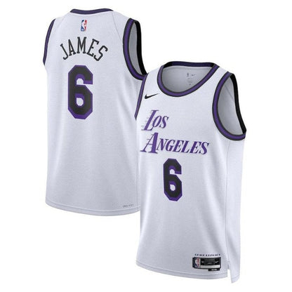 Camiseta unisex de la NBA de LeBron James Los Angeles Lakers 2023 - Edición Ciudad - Blanco