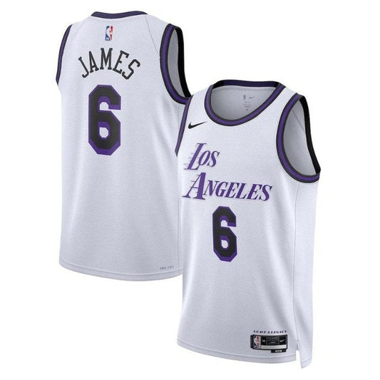 Camiseta unisex de la NBA de LeBron James Los Angeles Lakers 2023 - Edición Ciudad - Blanco