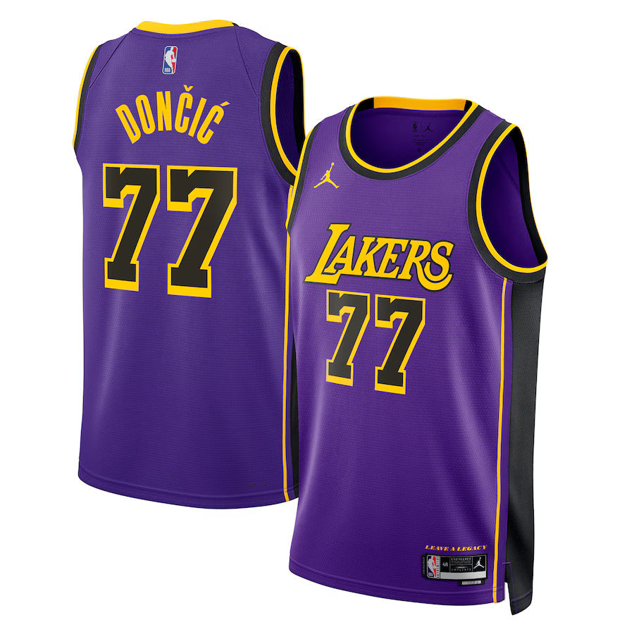 Camiseta de la NBA de Luka Dončić - Edición Statement de Los Angeles Lakers 2024 - Morada - Unisex