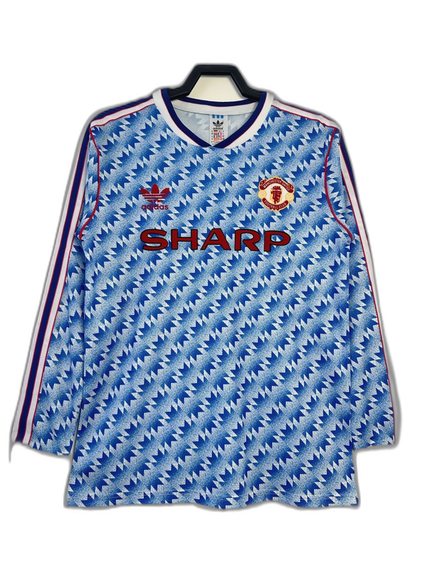 Camiseta de visitante del Manchester United 90/92 II - Versión retro de manga larga