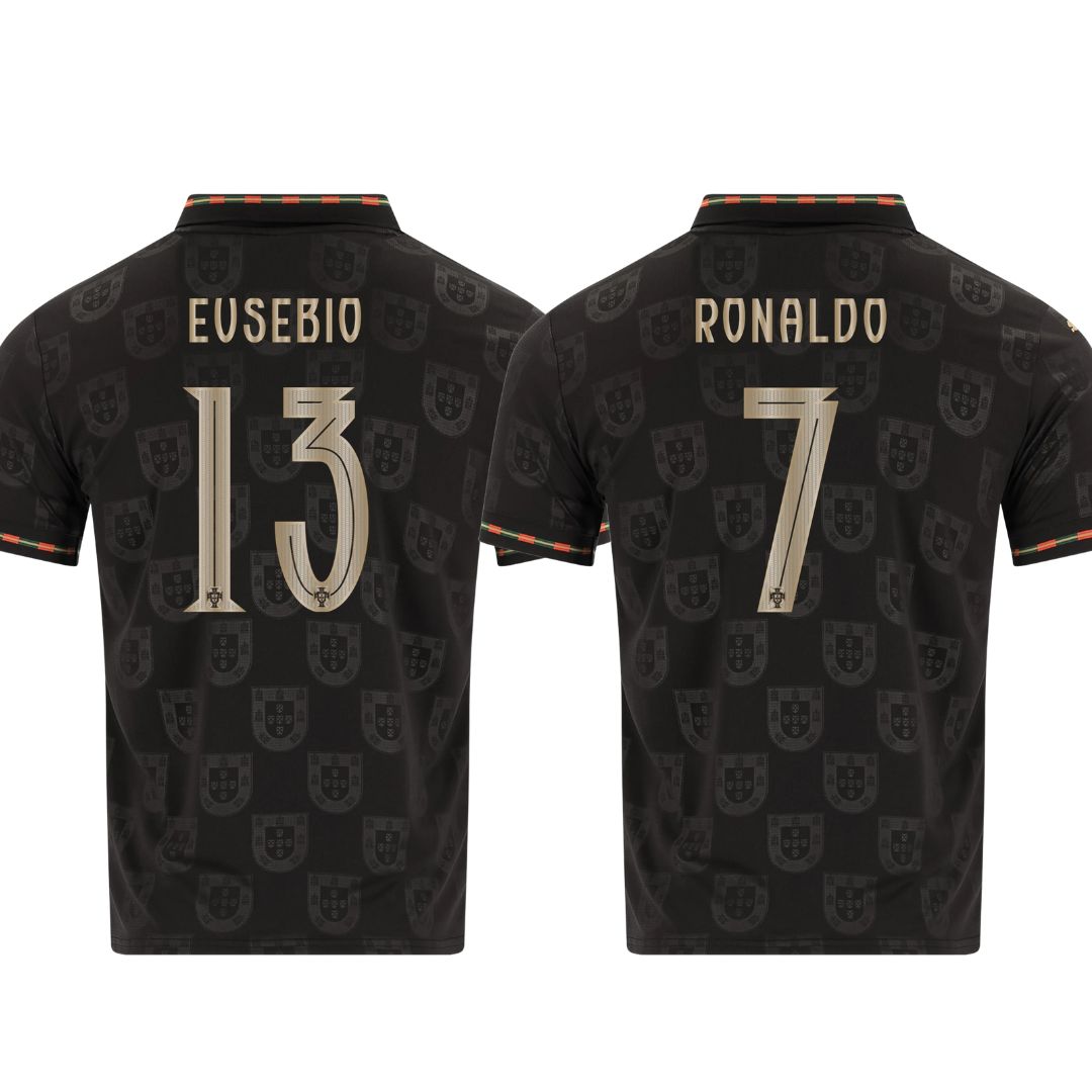 Portugal Fan Jersey Black Panther 2025/26 #13 Eusebio and #7 Ronaldo