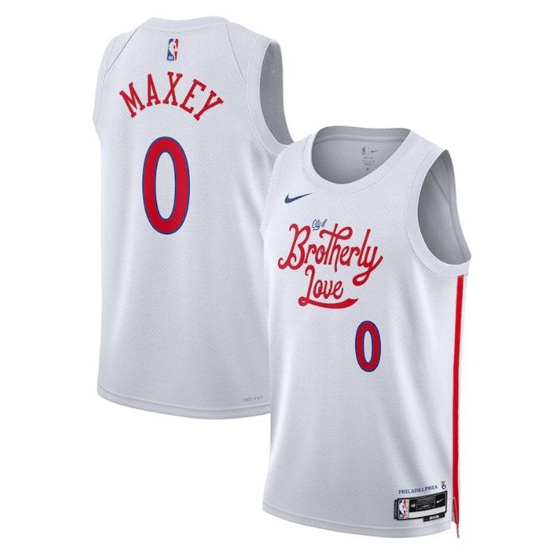 Camiseta unisex de la NBA Tyrese Maxey Philadelphia 76ers 2023 - Edición Ciudad - Blanco